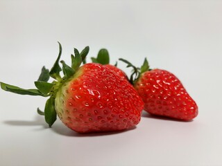 strawberry on a white background, Delicious ripe Korean strawberries