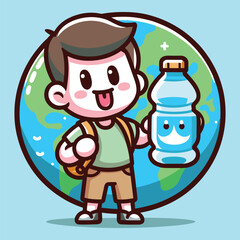 Free vector cute world water day cartoon flat isolated