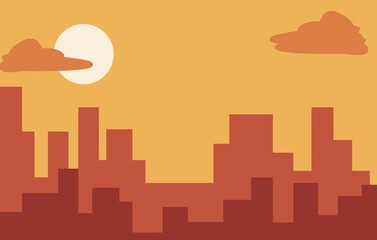 background city in the noon of day flat illustration 