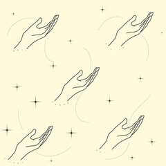 abstract background seamless pattern hand and star as mind peaceful concept 