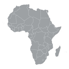 Map of Africa with countries. Stylized map of Africa Continent in minimalistic modern style