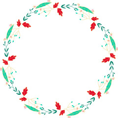 flower frame boader circle wreath hand drawn illustration