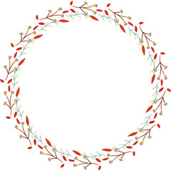 flower frame boader circle wreath hand drawn illustration