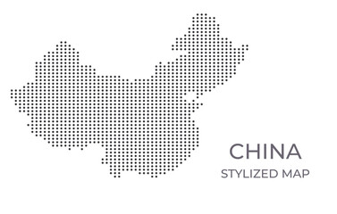 Fototapeta na wymiar Dotted map of China in stylized style. Simple illustration of country map for poster, banner.