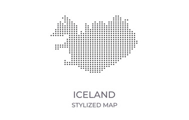 Dotted map of Iceland in stylized style. Simple illustration of country map for poster, banner.