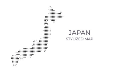 Dotted map of Japan in stylized style. Simple illustration of country map for poster, banner.