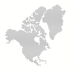 Fototapeta na wymiar Dotted map of North America with countries. Stylized map of North America in minimalistic modern style
