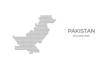 Dotted map of Pakistan in stylized style. Simple illustration of country map for poster, banner.