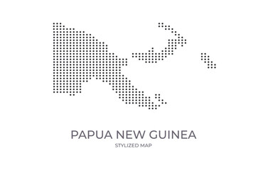 Dotted map of Papua New Guinea in stylized style. Simple illustration of country map for poster, banner.
