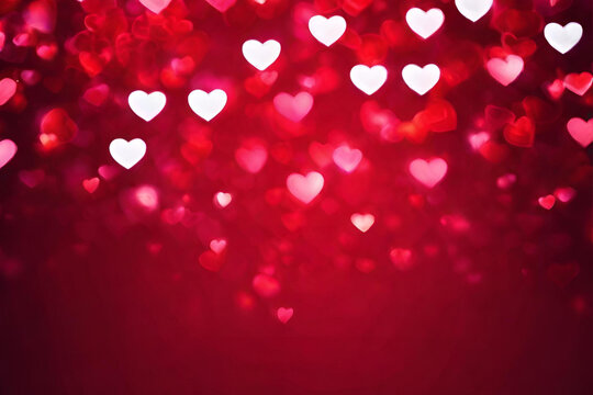 Valentines day background banner - abstract panorama background with red hearts - concept love