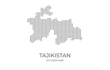 Dotted map of Tajikistan in stylized style. Simple illustration of country map for poster, banner.