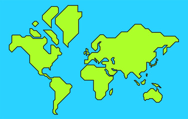 A simplified map of the world in a modern style. Minimalistic world map in flat style.