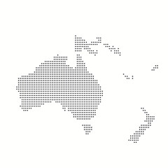 Dotted map of Oceania in modern style. Stylized map of Oceania in minimalistic modern style