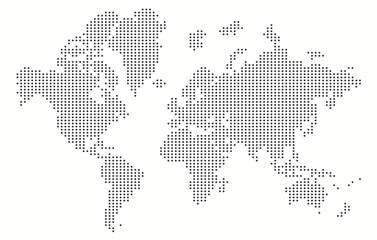 Simple dotted world map in modern style. World map made of dots. - obrazy, fototapety, plakaty