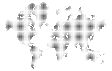 Fotobehang Simple dotted world map in modern style. World map made of dots. © Serfus