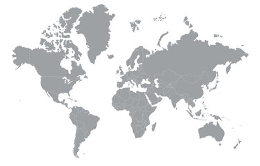Fototapeta na wymiar Stylized world map with all countries. World map with all countries in a simple and modern style.