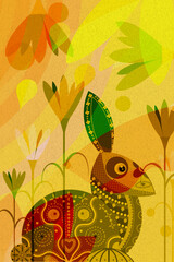 Coniglio con sfondo astratto. 