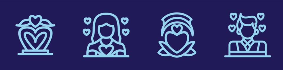 Valentine Day Monoline Icon Set Symbol Design illustration vector Emblem