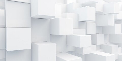 White modern architectural background with abstract white wall cubes.