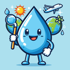 Free vector cute world water day cartoon flat isolated