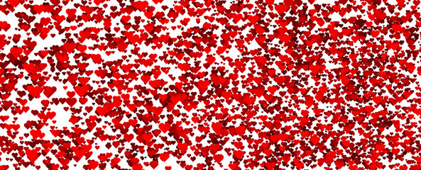 Red hearts pattern on white illustration background. Valentine's day holidays copy space greeting card.