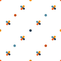 Seamless vector pattern, multicolored dots and clover