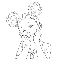 ウインクをして微笑むツインテールの少女