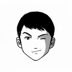 正面を向いてウインクする若い男性