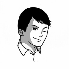 斜め向きでウインクしている男性