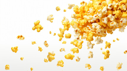 falling popcorn isolated on white background