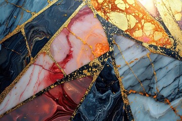 Abstract minimalist geometric marble agate luxury wallpaper background pattern. Mosaic dendritic lines.