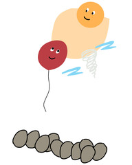 children drawing illustration. cute balloon