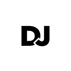 Letter D and J, DJ logo design template. Minimal monogram initial based logotype.
