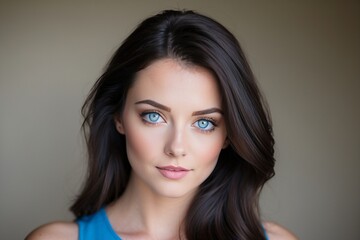 Fototapeta premium Mystical Allure: Dark-Haired Beauty with Radiant Light in Her Eyes