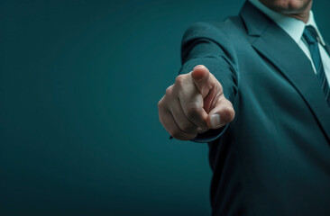 
Point of Decision. A man in a suit extends his finger directly towards the viewer, suggesting a choice or challenge