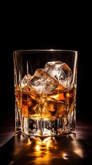 Glass of Whiskey with Ice Cubes