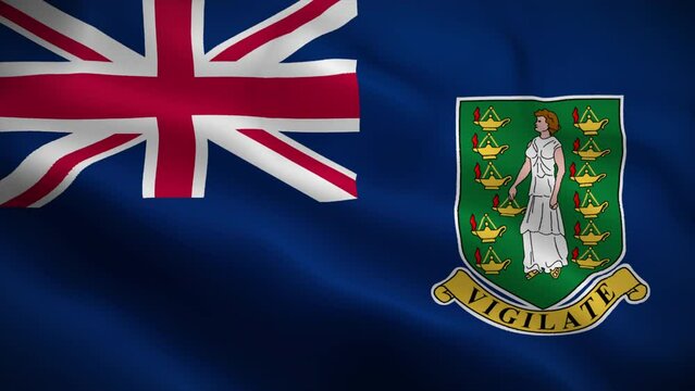 British Virgin Islands flag waving animation, perfect loop, official colors, 4K video