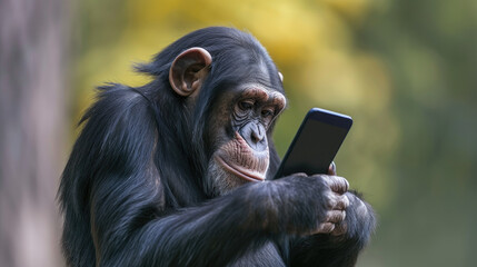 Cognitive Connection: Chimpanzee's Smartphone Exploration. Generative AI