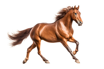 Obraz na płótnie Canvas Brown running horse isolated on white background