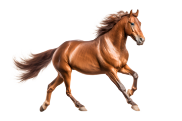 Brown running horse isolated on white background