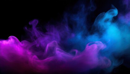 multicolored thick smoke blue and purple neon on a black background 
