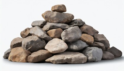 a pile of rock stones isolated on white background png cutout