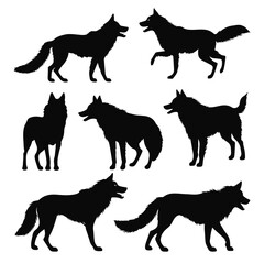 Wolf Silhouette Vector Illustration, perfect for wildlife enthusiasts, featuring a howling wolf against a moonlit sky. 
