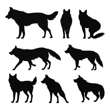 Wolf Silhouette Vector Illustration, perfect for wildlife enthusiasts, featuring a howling wolf against a moonlit sky. 