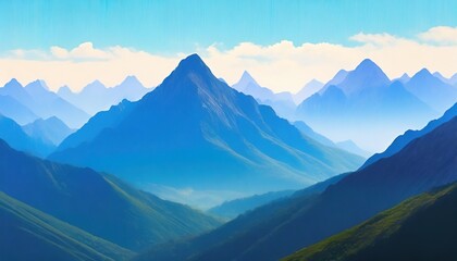 abstract blue landscape mountains illustration scenery desktop wallpaper background ai generated