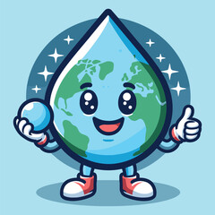 Free vector cute world water day cartoon flat isolated