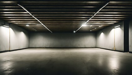 empty car park with blank wall space parking garage building and space wall car park indoors empty...