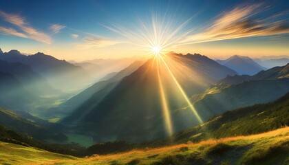 ray of light over the mountains