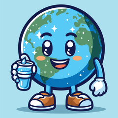 Free vector cute world water day cartoon flat isolated