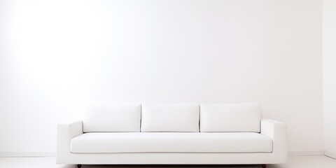 White couch on a white backdrop.